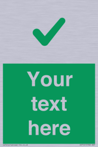 Custom green background, green tick sign